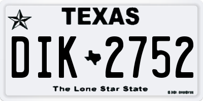 TX license plate DIK2752