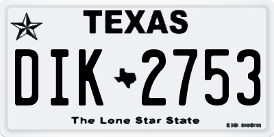 TX license plate DIK2753