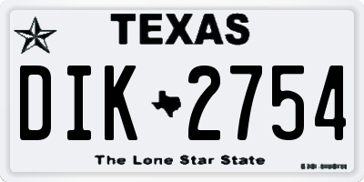 TX license plate DIK2754