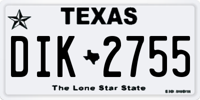 TX license plate DIK2755