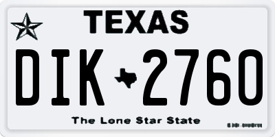TX license plate DIK2760