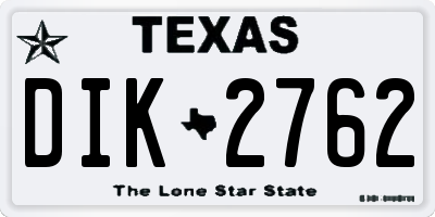 TX license plate DIK2762