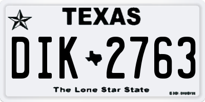 TX license plate DIK2763