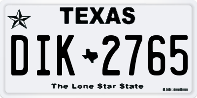 TX license plate DIK2765