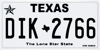 TX license plate DIK2766
