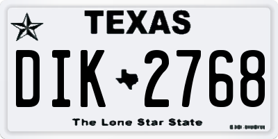 TX license plate DIK2768
