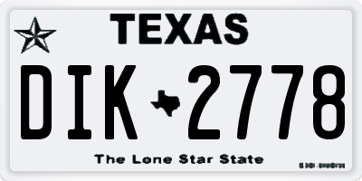 TX license plate DIK2778
