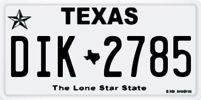 TX license plate DIK2785