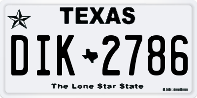 TX license plate DIK2786