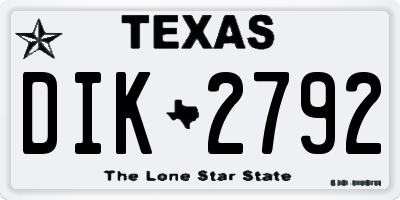 TX license plate DIK2792