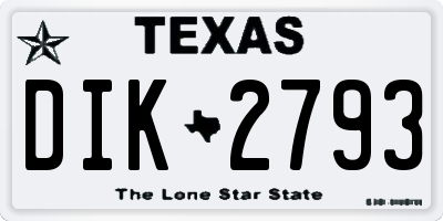 TX license plate DIK2793