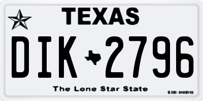 TX license plate DIK2796
