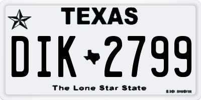 TX license plate DIK2799