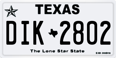 TX license plate DIK2802