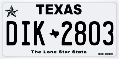 TX license plate DIK2803