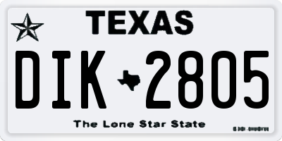 TX license plate DIK2805