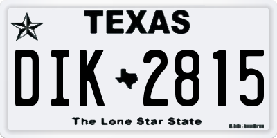 TX license plate DIK2815