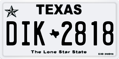 TX license plate DIK2818