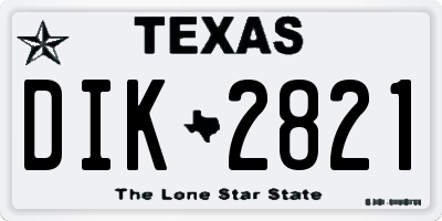 TX license plate DIK2821