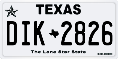 TX license plate DIK2826