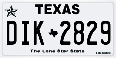 TX license plate DIK2829