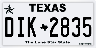 TX license plate DIK2835