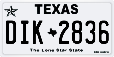 TX license plate DIK2836