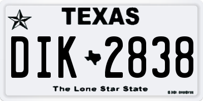TX license plate DIK2838