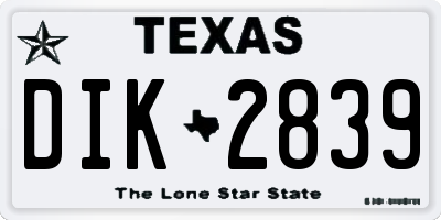 TX license plate DIK2839