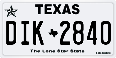 TX license plate DIK2840