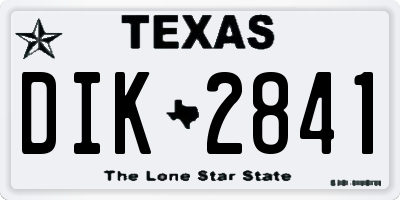 TX license plate DIK2841