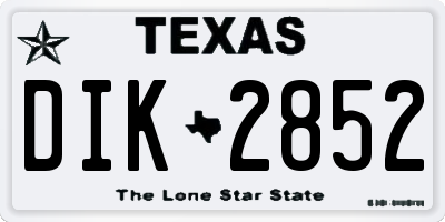 TX license plate DIK2852