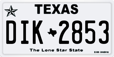 TX license plate DIK2853