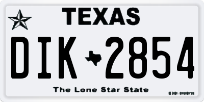 TX license plate DIK2854