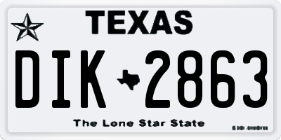 TX license plate DIK2863
