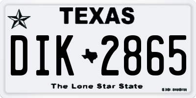 TX license plate DIK2865