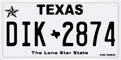 TX license plate DIK2874