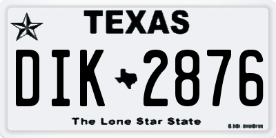 TX license plate DIK2876