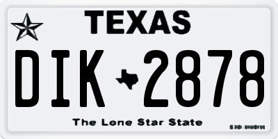 TX license plate DIK2878