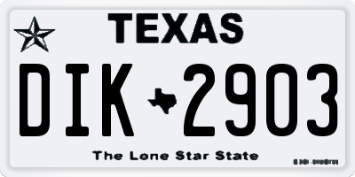 TX license plate DIK2903