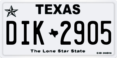 TX license plate DIK2905