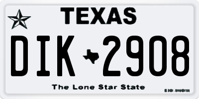 TX license plate DIK2908