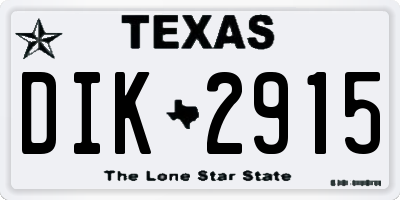 TX license plate DIK2915