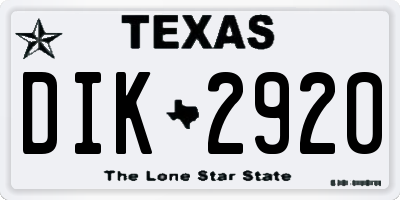 TX license plate DIK2920