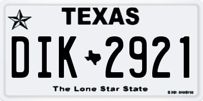 TX license plate DIK2921