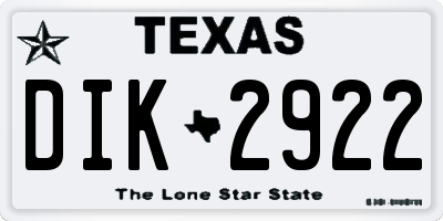 TX license plate DIK2922