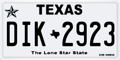TX license plate DIK2923