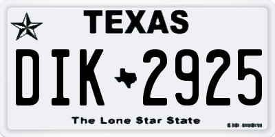 TX license plate DIK2925