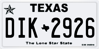 TX license plate DIK2926