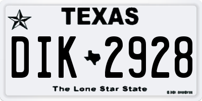 TX license plate DIK2928